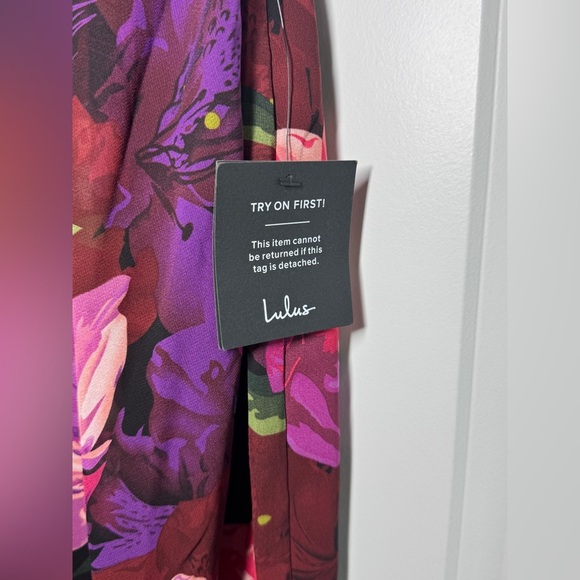 Lulus Burgundy Multi Floral Strapless Tulip Midi Dress - Picture 10 of 16